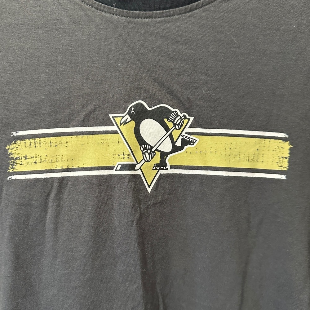 Pittsburgh Penguins NHL Long Sleeve T-Shirt XL Gray Black Gold Hockey - Picture 2 of 5